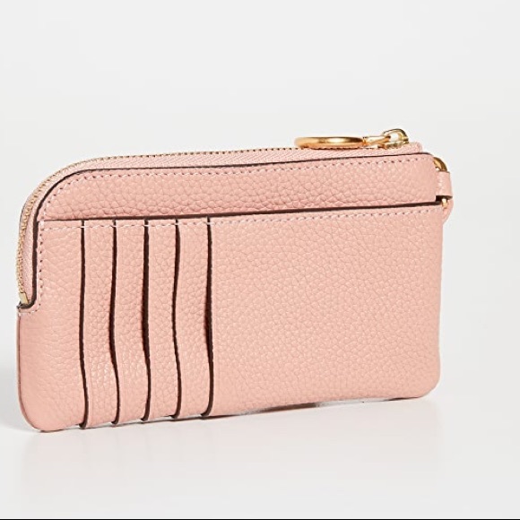 Tory Burch Perry bombe top zip card case Pink Moon - Picture 2 of 6